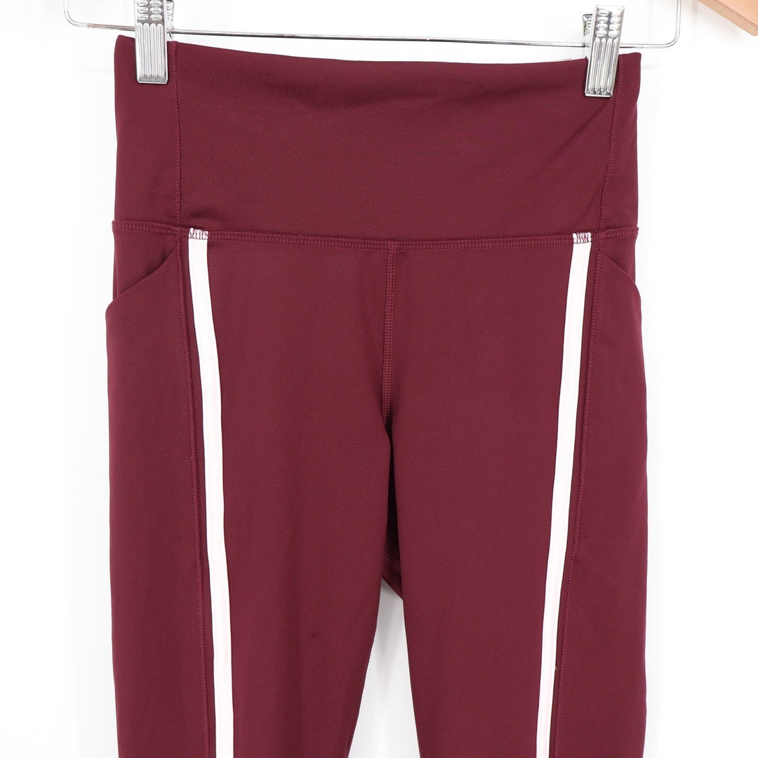 DSG Activate High-Rise Legging Burgundy White Piping Side Pockets Size S NEW