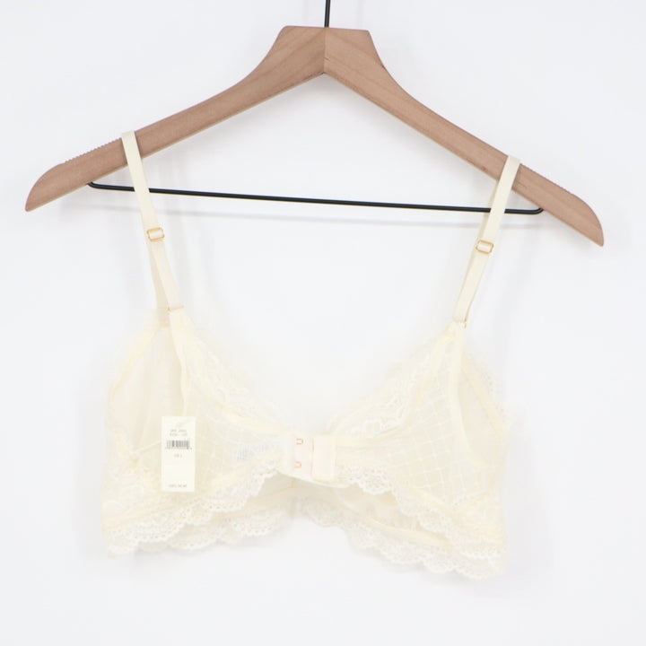 Aerie Cream Floral Lace Unlined Bralette Size L NEW