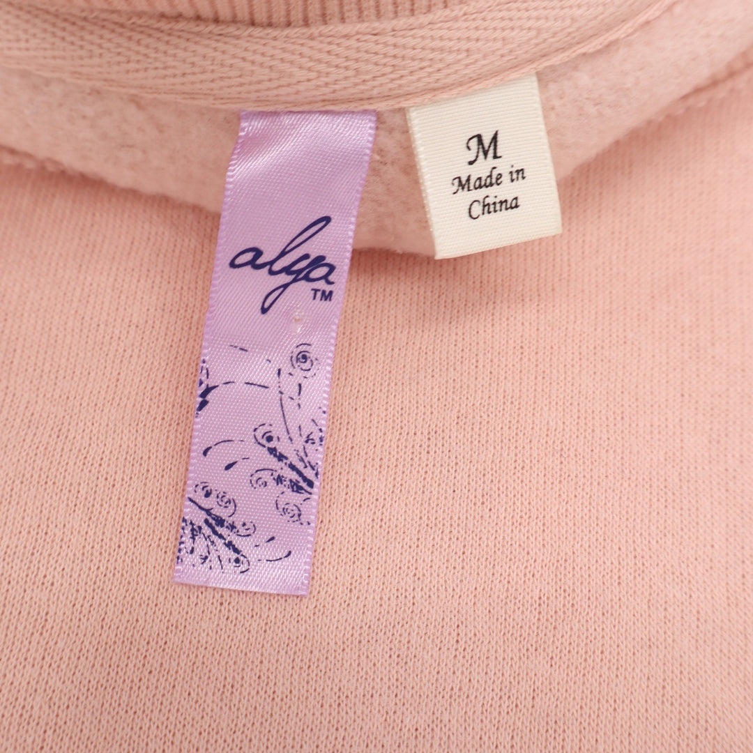 Alya Womens Peach Pink Ruffle Side Fleece Pullover Sweatshirt Size M