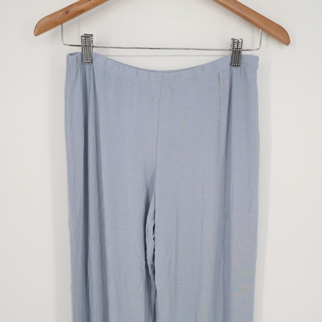 Eberjey Side Of Life Pajama Pants Womens S Blue Stretch Elastic Waist Wide Leg