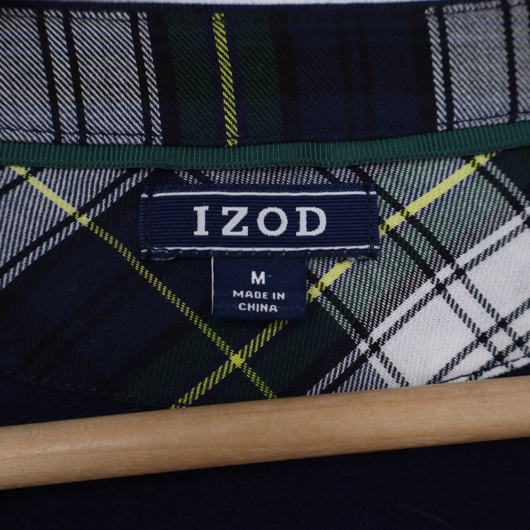 Izod Womens Navy Blue Plaid Layered Look Side Tie Sweatshirt Size M