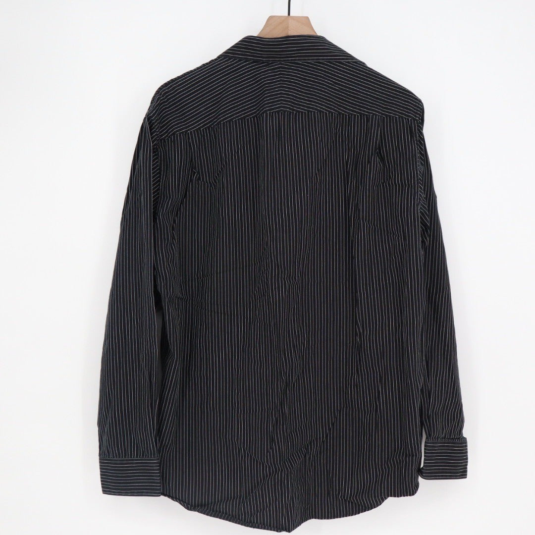 APT 9 Mens Black Pinstripe Dress Shirt Long Sleeve Button Down Size L