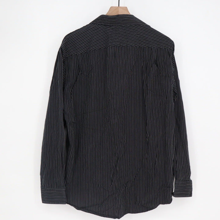 APT 9 Mens Black Pinstripe Dress Shirt Long Sleeve Button Down Size L