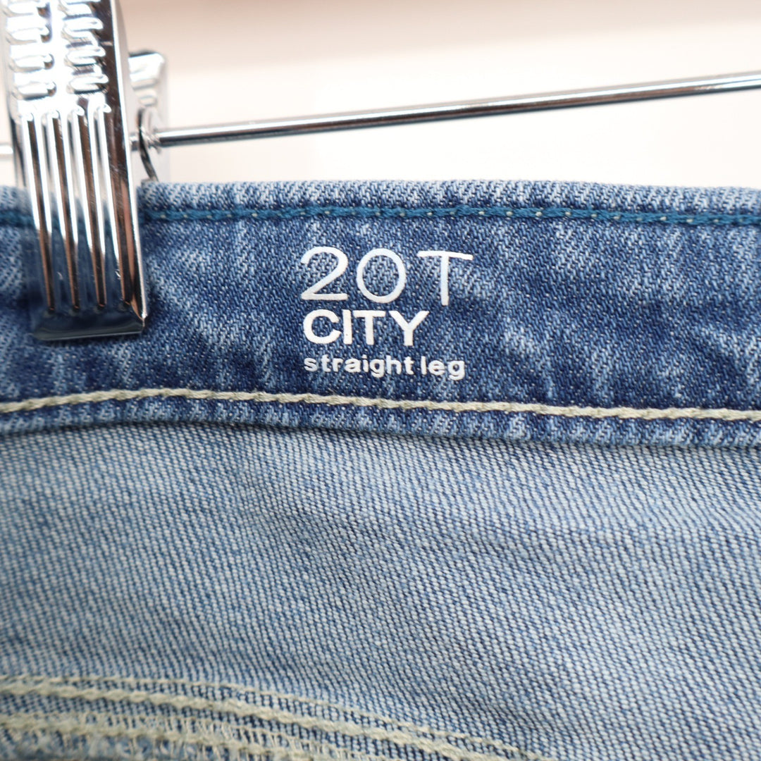 Liz Claiborne City Straight Leg Denim Shorts Blue Medium Wash Womens 20T Tall