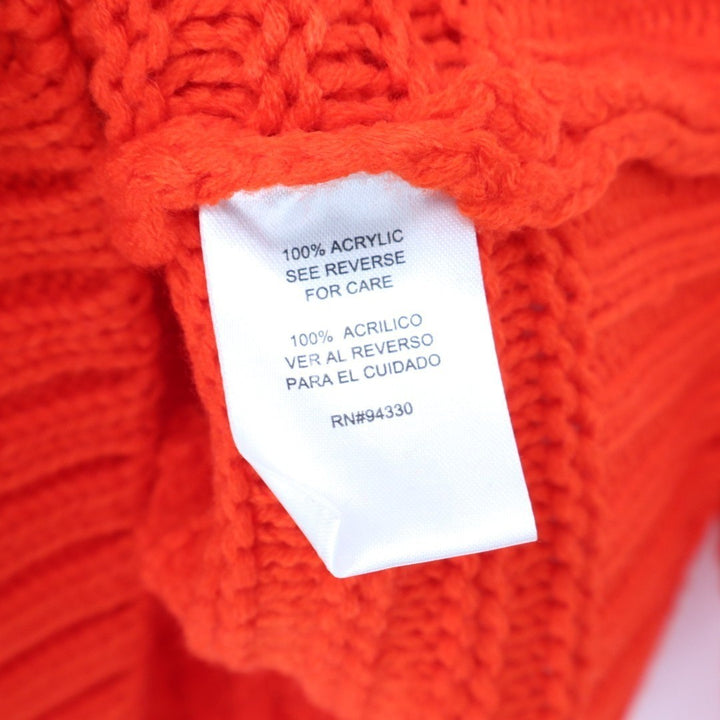 One A Riot Sweater Womens Medium Orange Cable Knit Long Sleeve Crew Neck Outdoor