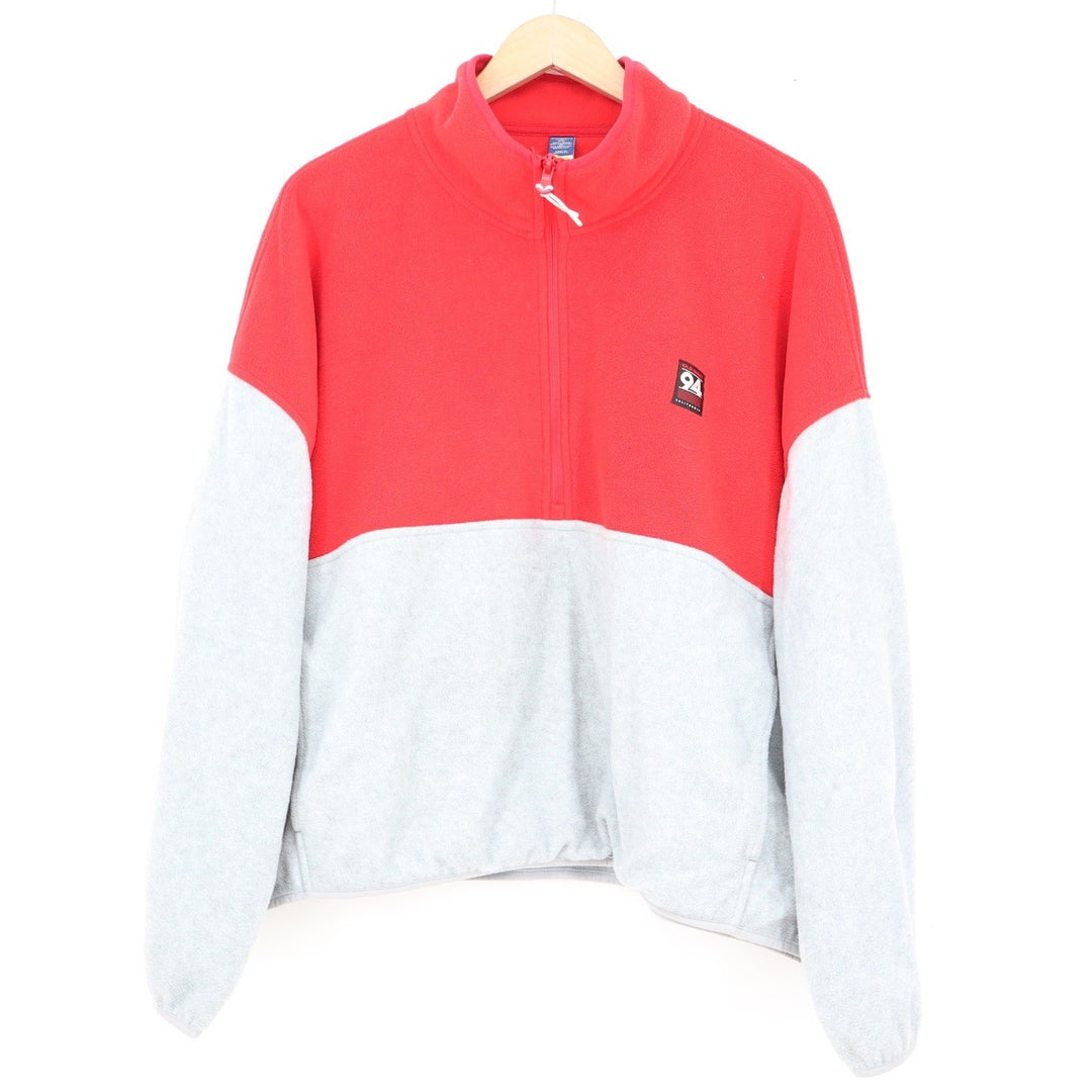Old Navy 94 California Mens XXL Red Grey Colorblock Fleece Quarter Zip