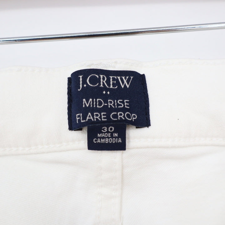 J.Crew Jeans Womens 30 Mid-Rise Flare Crop White Raw Hem Excellent