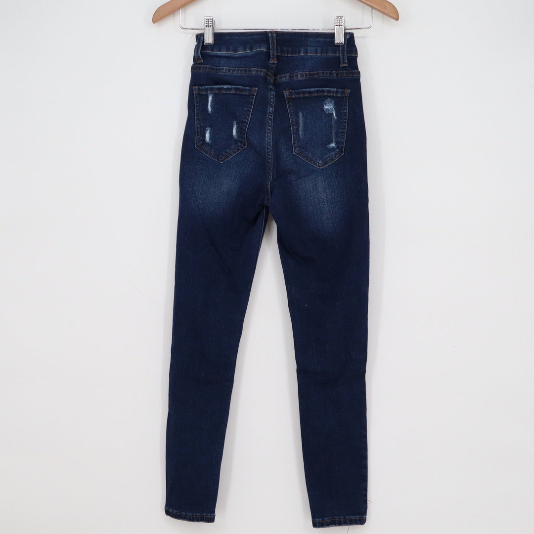 Wax Jean Sustainable Denim High Rise Distressed Skinny Jeans Dark Wash 0/24