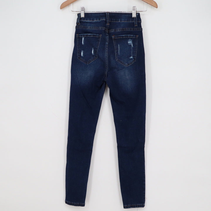 Wax Jean Sustainable Denim High Rise Distressed Skinny Jeans Dark Wash 0/24