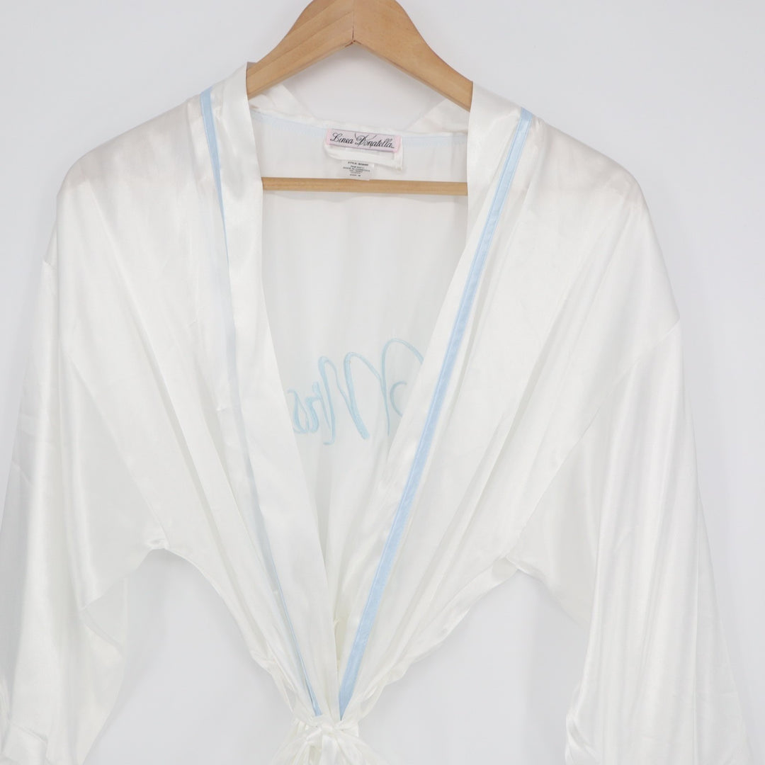 Linea Donatella The Mrs. Wrap Robe Womens Medium White Stretch 3/4 Dolman Sleeve