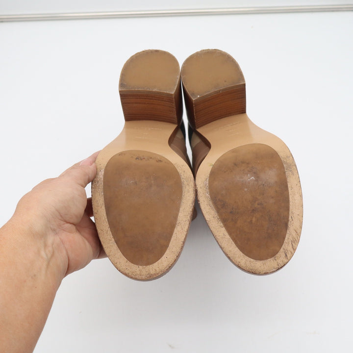 Burberry Pryle Leather House Check Ankle Boots Wheat Tan Block Heel EU 39