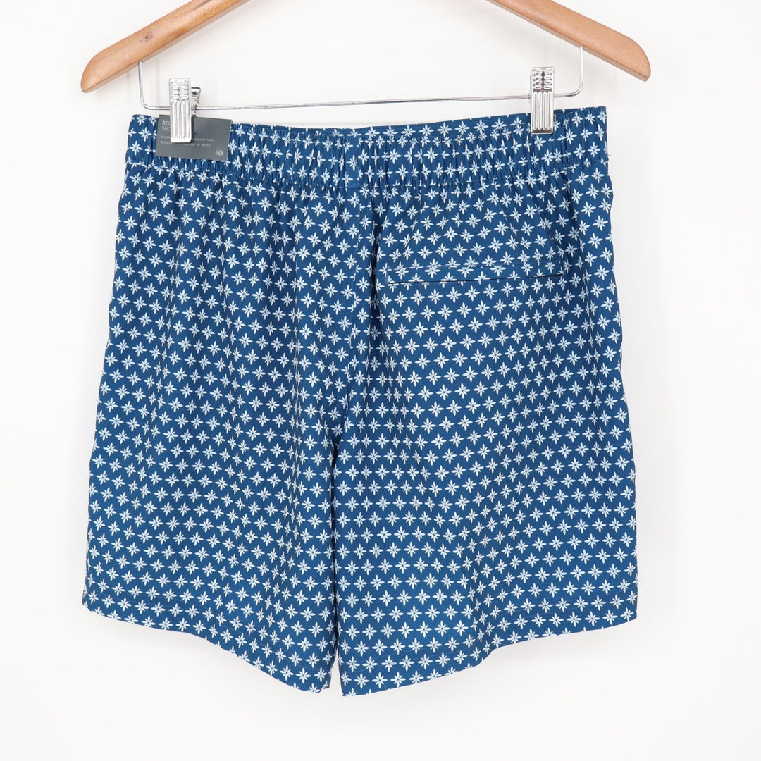 VRST Mens Resort Short 6" Print Deep Denim Blue Geometric Floral Small