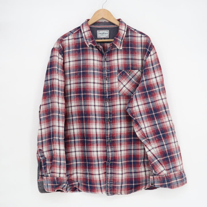 Flag & Anthem Shirt Men's 2XL Multicolor Plaid Cotton Long Sleeve Button Up