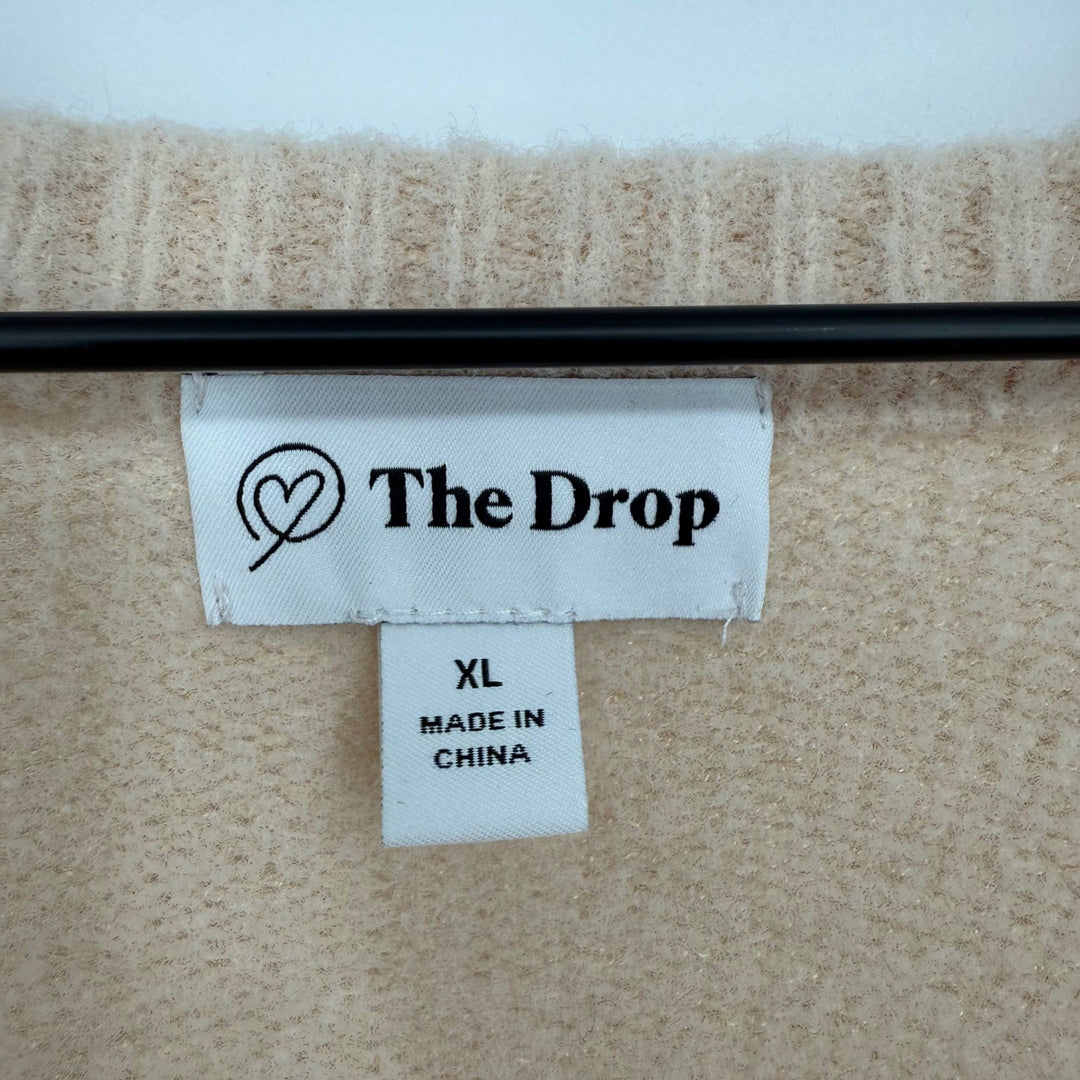 The Drop Cardigan Sweater Beige XL Open Front Long Sleeve Cozy Knit