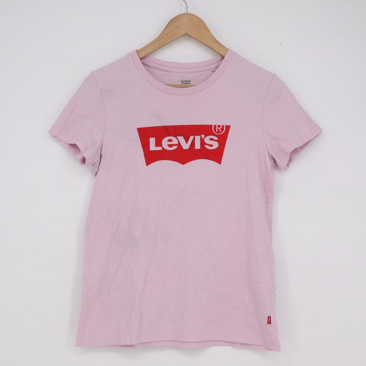 Levis Womens Batwing Logo Graphic T-Shirt Pink Short Sleeve Crew Neck Small