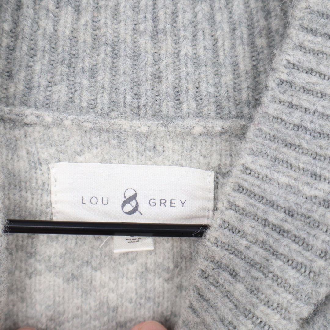Lou & Grey Grey Star Intarsia Mock Neck Sweater Large