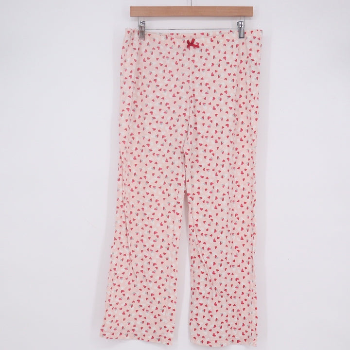 Jane & Bleecker Pink Heart Print Pajama Pants Women's Medium Relaxed Lounge