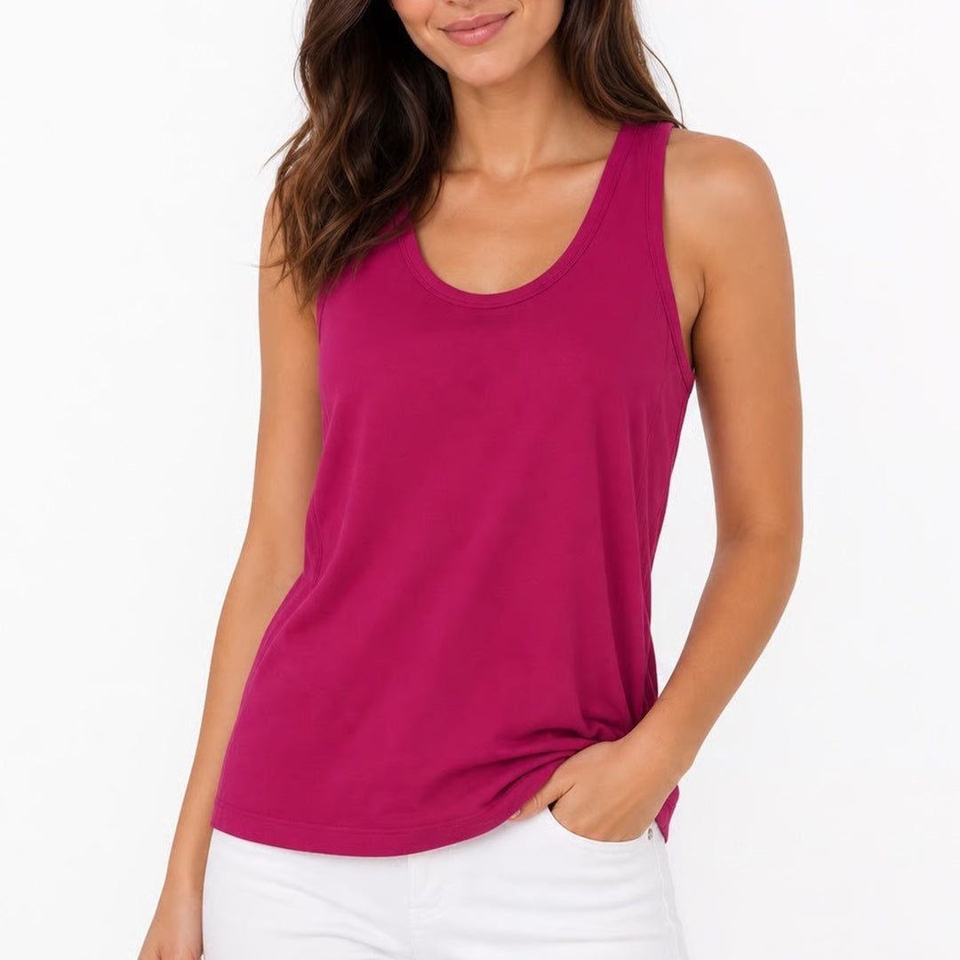 Old Navy Womens Go-Dry Fluid Seamless Racerback Tank Top Magenta Pink Large