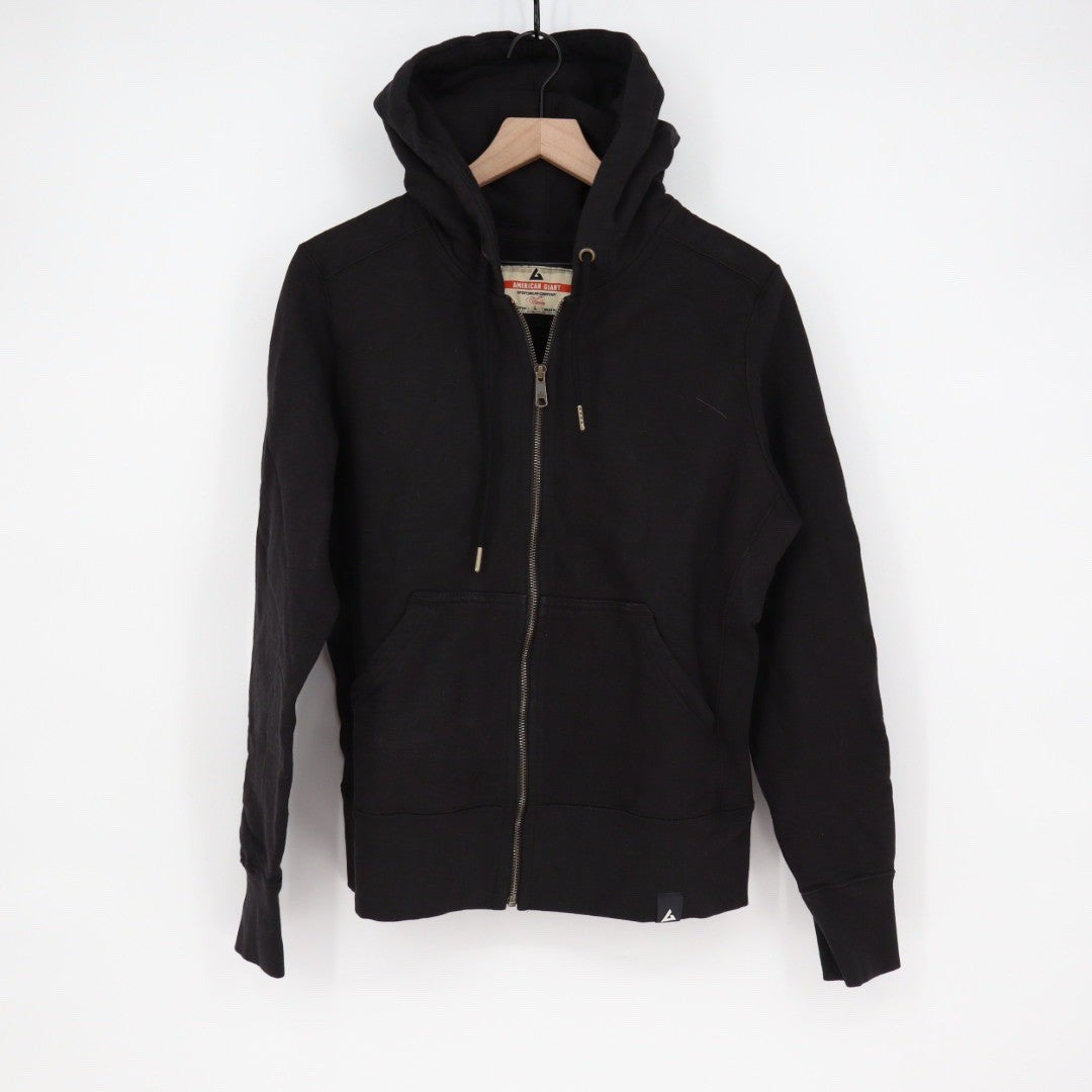 American Giant Womens Black Cotton Full Zip Hoodie Sweatshirt Size L