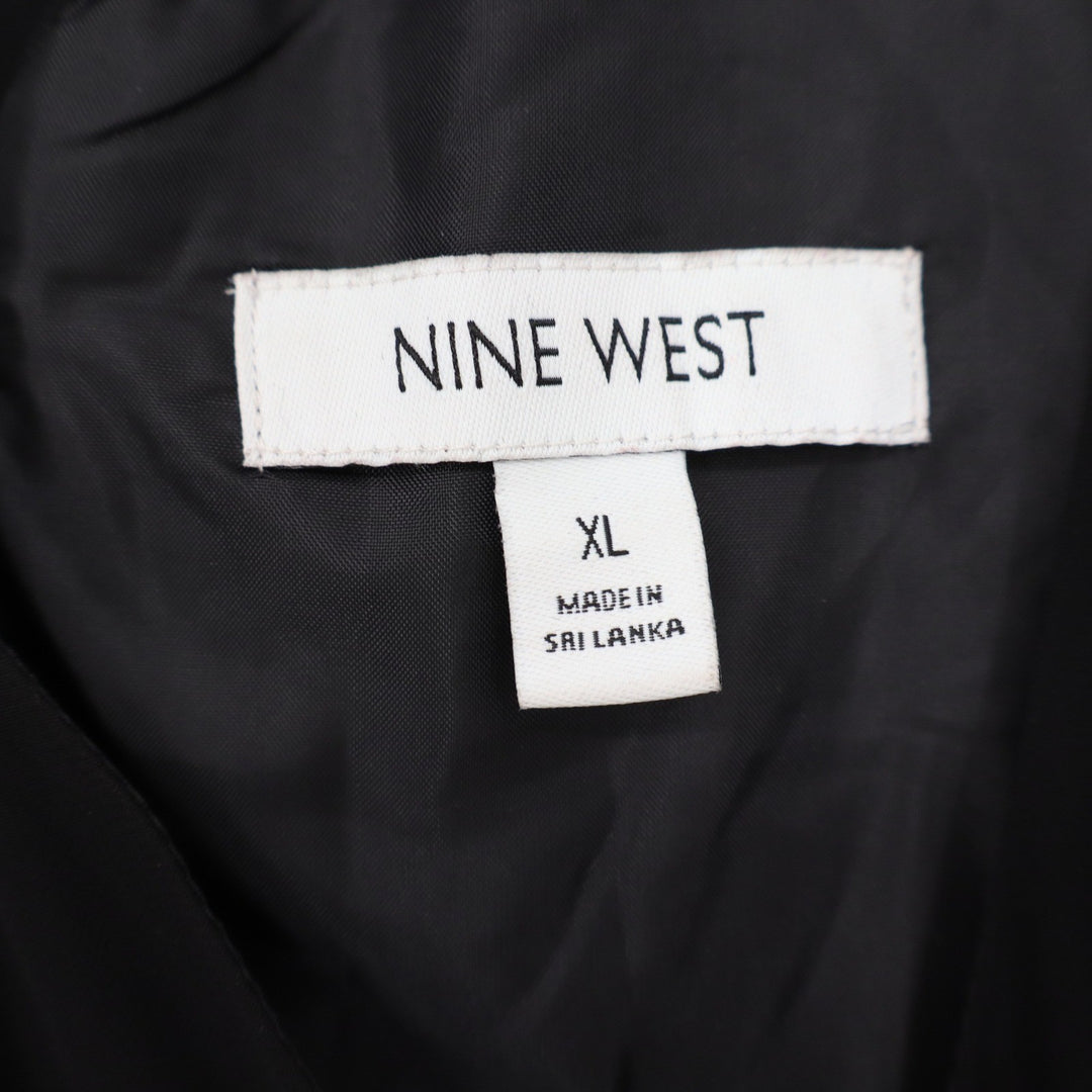 Nine West Dress Womens XL Shift Black Sheer Long Sleeve Tie Back Excellent