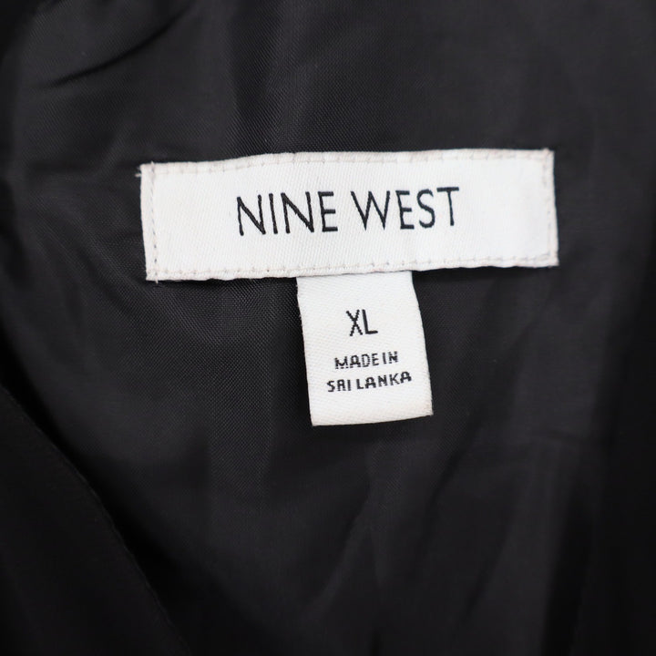 Nine West Dress Womens XL Shift Black Sheer Long Sleeve Tie Back Excellent