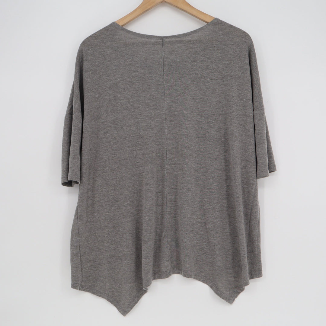 Fifth Sun Womens Gray Nama-Stay In Bed Graphic Pocket Sharkbite Top Size L
