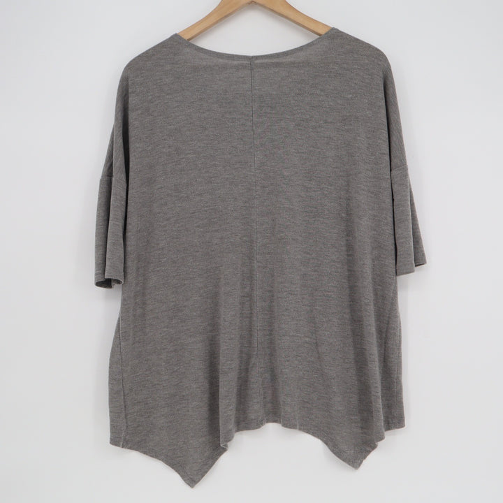 Fifth Sun Womens Gray Nama-Stay In Bed Graphic Pocket Sharkbite Top Size L