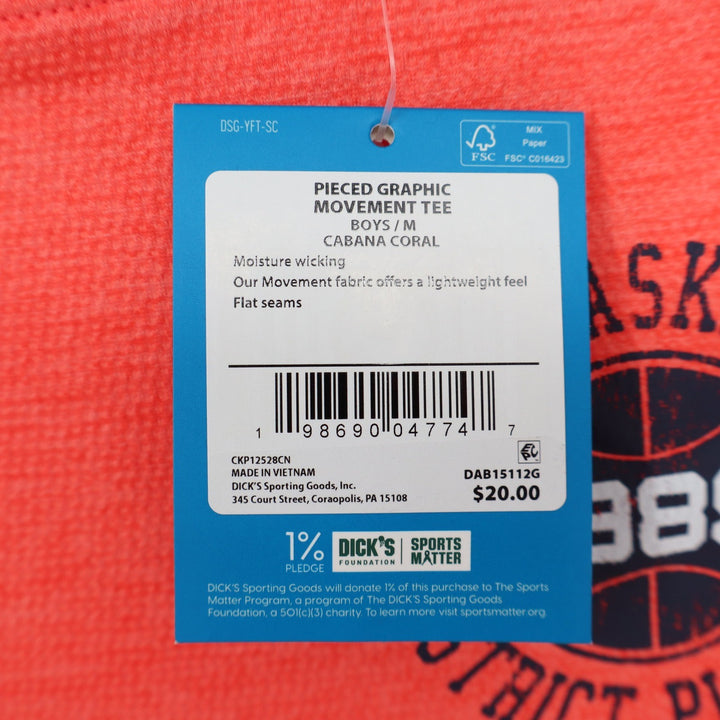 DSG Boys Pieced Graphic Movement Tee Cabana Coral Navy Basketball Size M 10-12