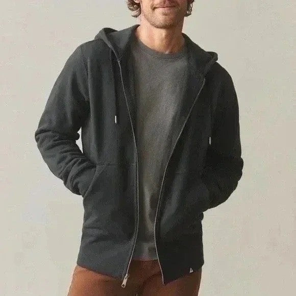 American Giant Classic Hoodie Men Large Black Cotton Full Zip Fleece Long Sleeve