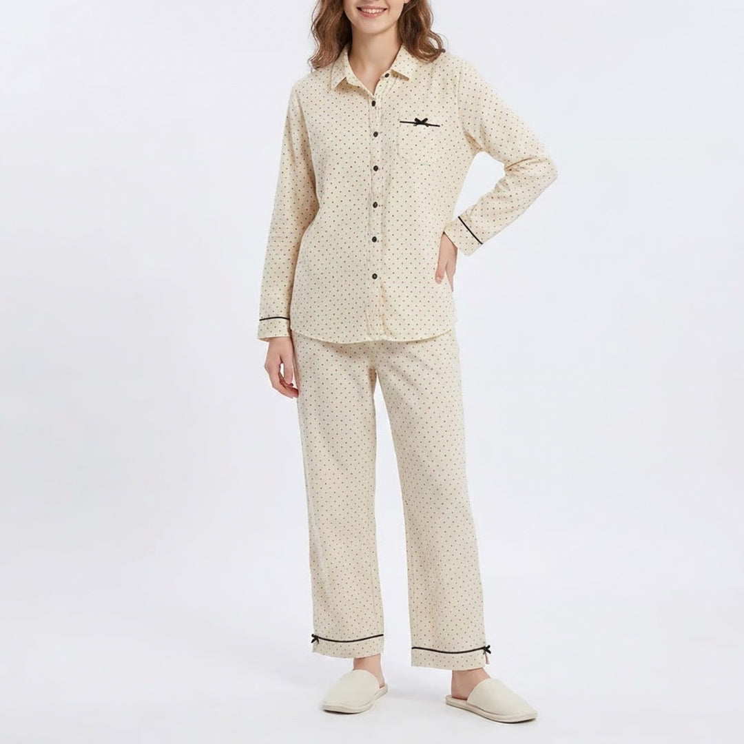 Gilligan & O'Malley Womens Medium Cotton Pajama Set Cream Starburst Print PJ 2pc