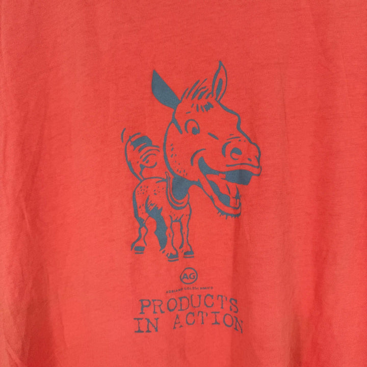 AG Adriano Goldschmied Mens T Shirt Orange Donkey Graphic Crew Neck Made in USA
