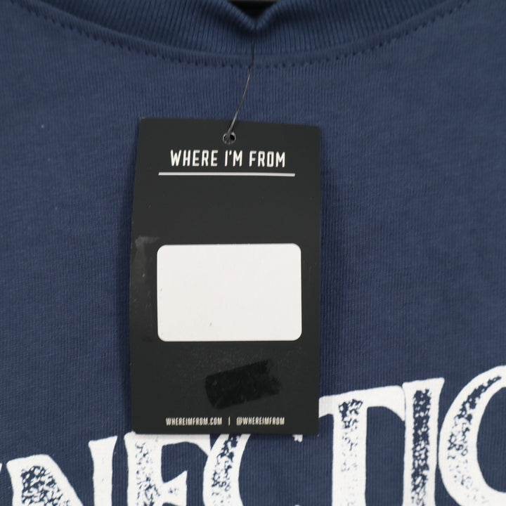 Where I'm From Connecticut USA Graphic T-Shirt Navy Blue Mens XL Made in USA NEW