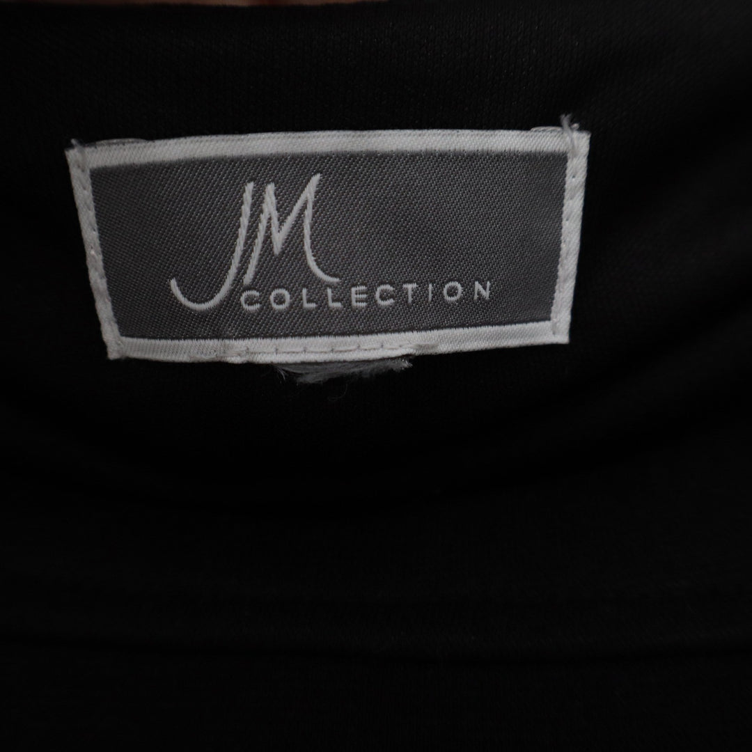 JM Collection Black A-Line Midi Skirt Solid Side Zip Stretch Office Career
