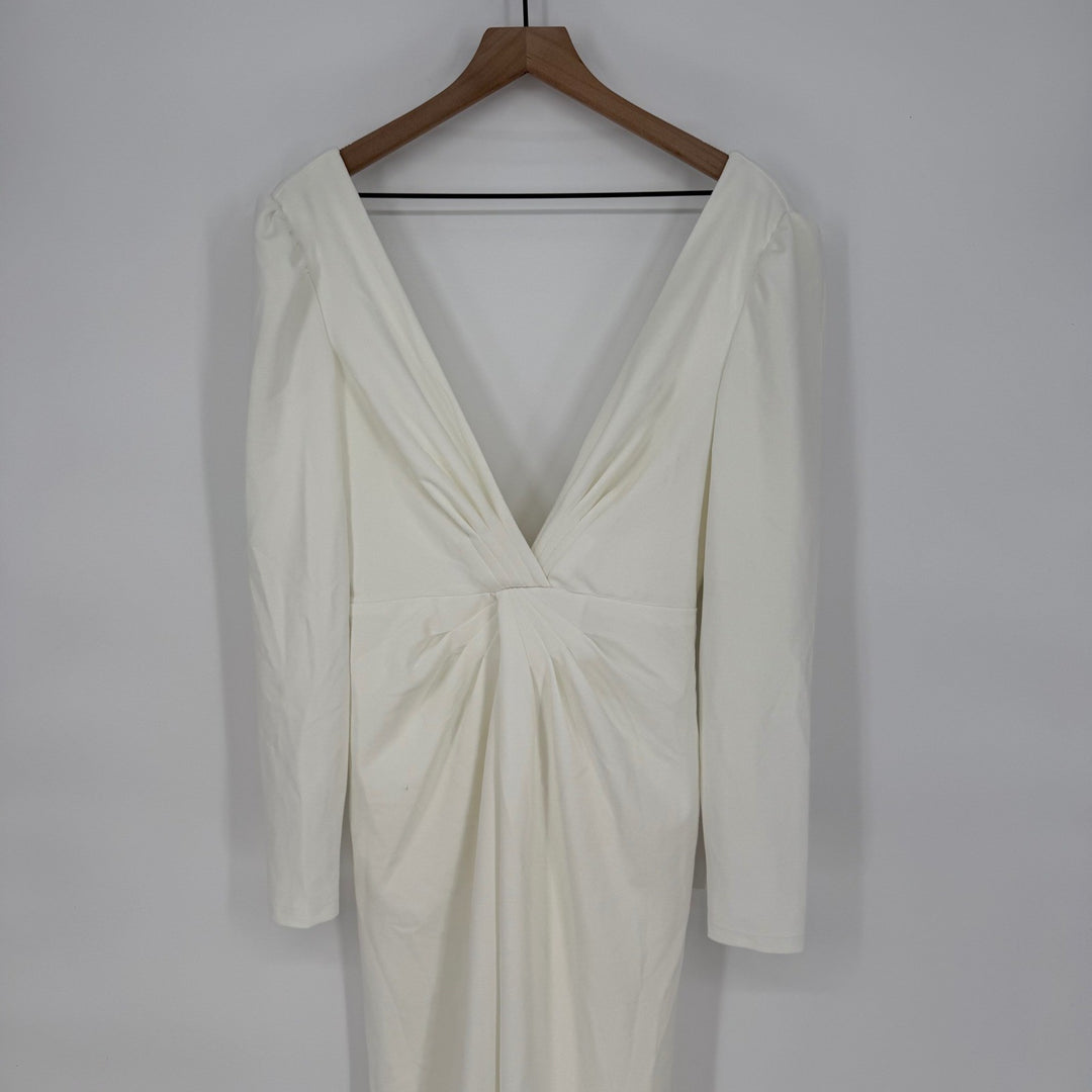 Lulus Stunning Romance White Long Sleeve Mermaid Maxi Dress Size S