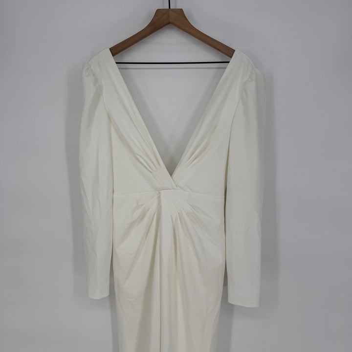Lulus Stunning Romance White Long Sleeve Mermaid Maxi Dress Size S