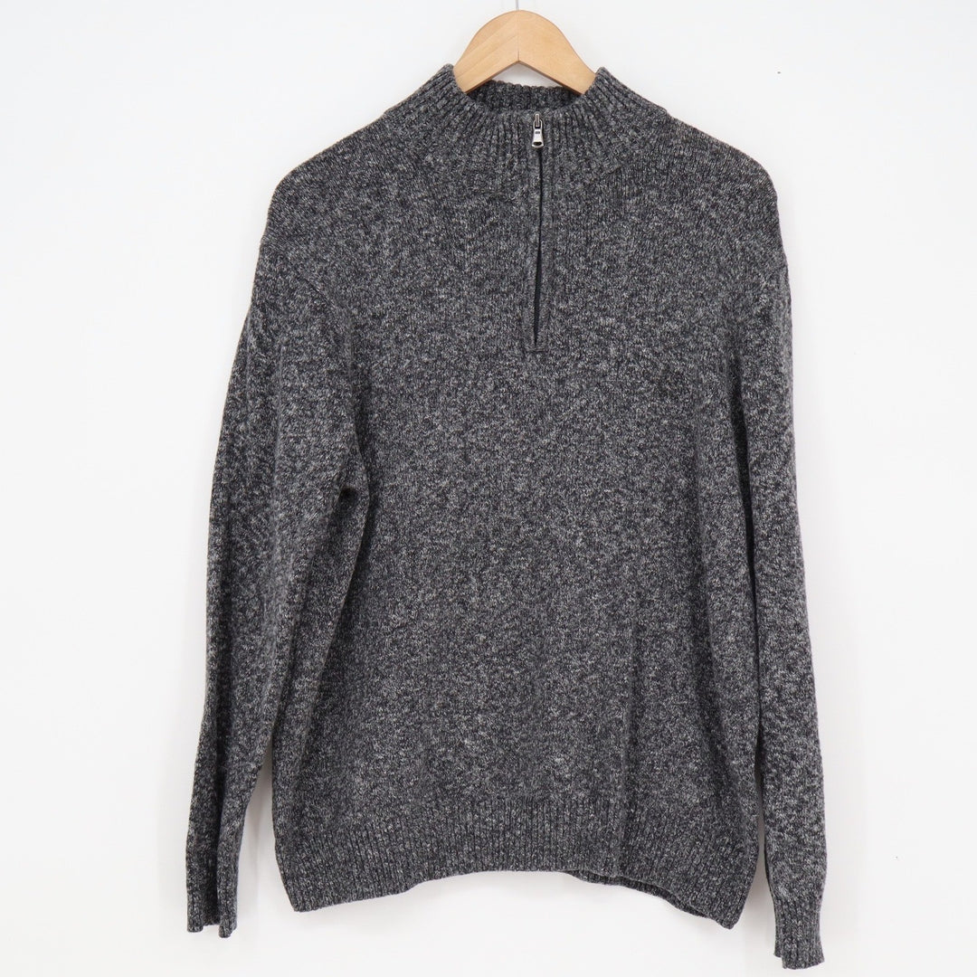 Croft & Barrow Mens XL Gray Marled Quarter Zip Pullover Sweater Mock Neck Knit