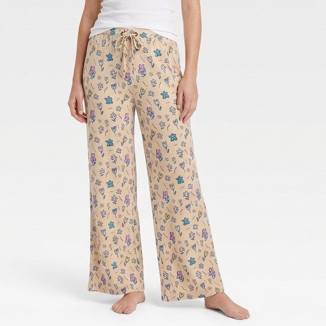 Honeydew Pajama Pants Women Large Cream Multi Floral Allover Print Rayon Stretch