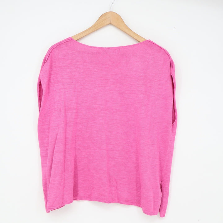 Free People Top Womens XS FP Beach Pink V-Neck Linen Blend Slub Knit Excellent