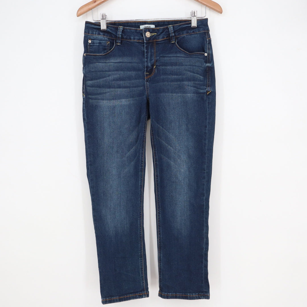 Kensie Jeans Women's 6/28 Dark Wash Cropped Straight Leg Stretch Denim Blue