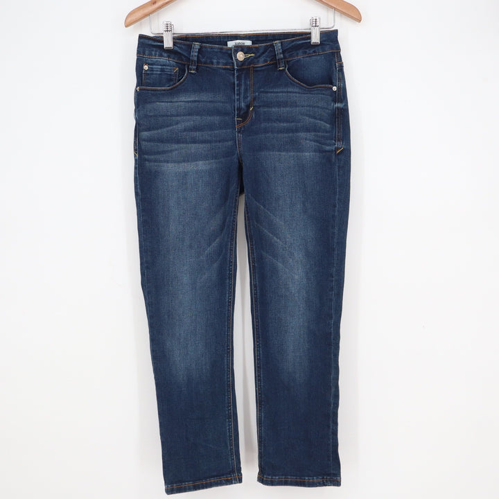 Kensie Jeans Women's 6/28 Dark Wash Cropped Straight Leg Stretch Denim Blue