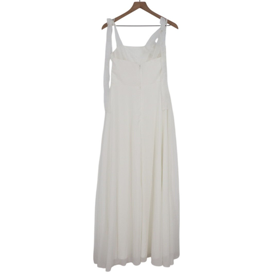 Lulus Radiant Romance Maxi Dress Womens S White Tie-Strap Front Slit Square Neck