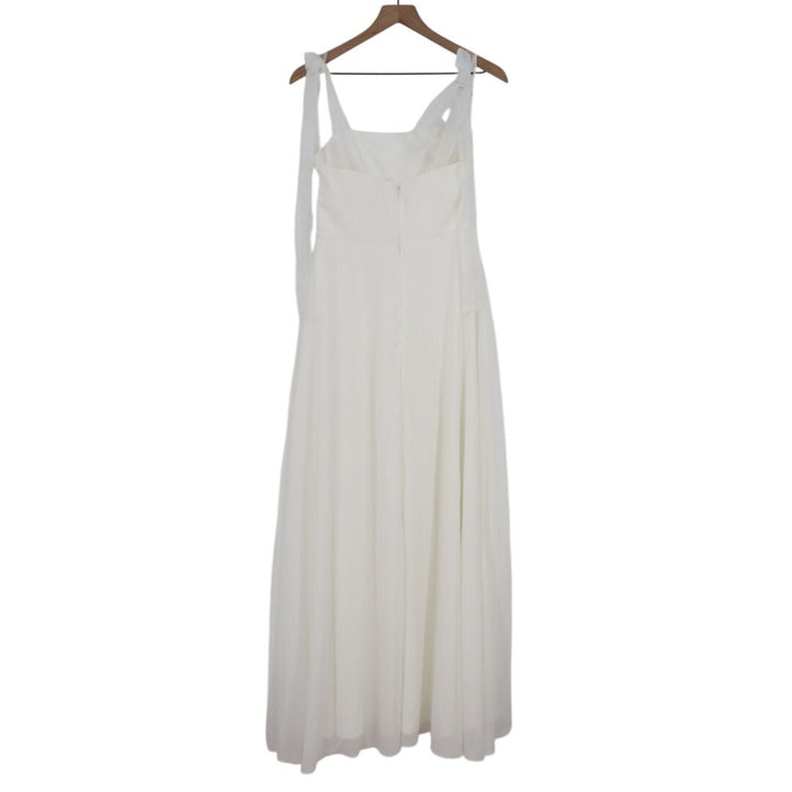 Lulus Radiant Romance Maxi Dress Womens S White Tie-Strap Front Slit Square Neck