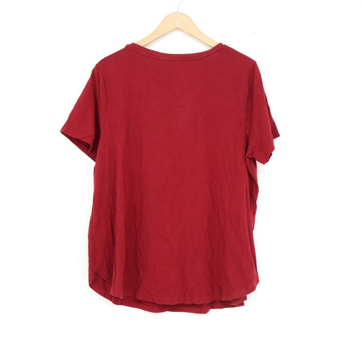 Ava & Viv Womens 1X Burgundy Red Scoop Neck Short Sleeve T-Shirt Cotton Modal