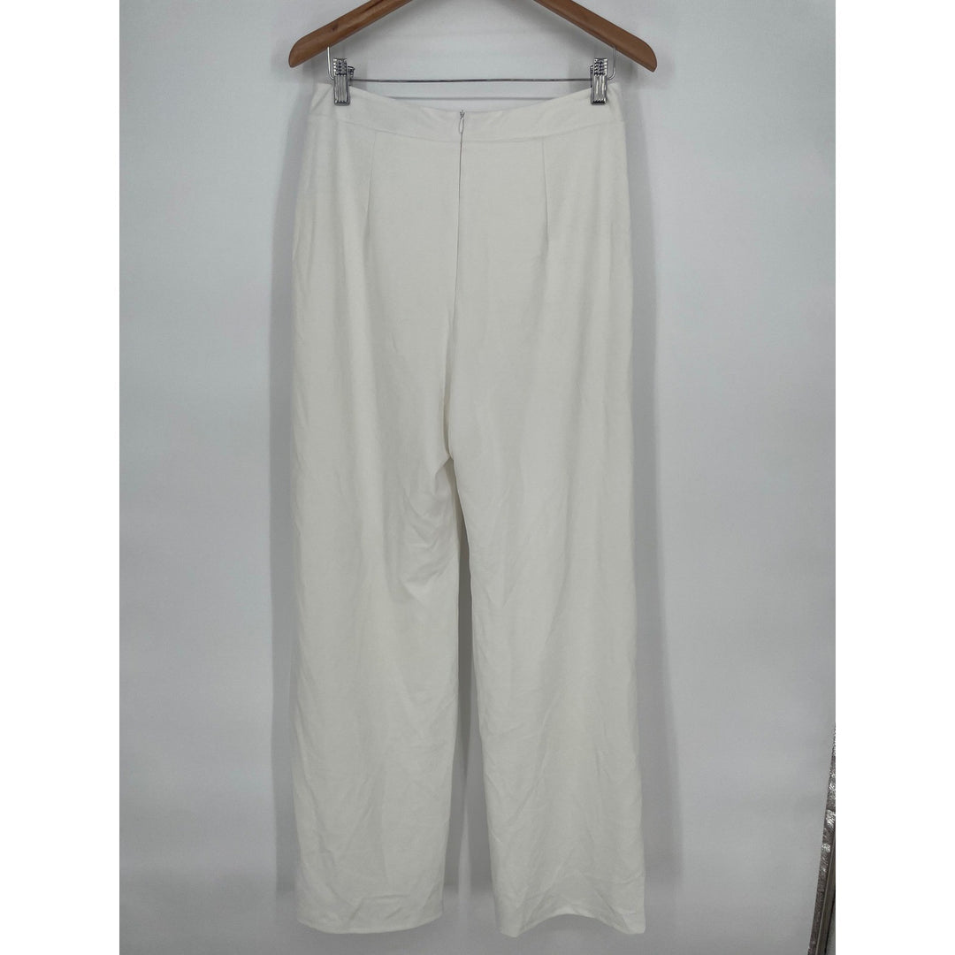 Lulus Wide Leg Palazzo Pants Cream Size L Polyester Spandex Flowy