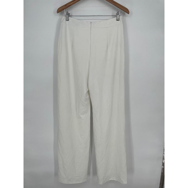 Lulus Wide Leg Palazzo Pants Cream Size L Polyester Spandex Flowy
