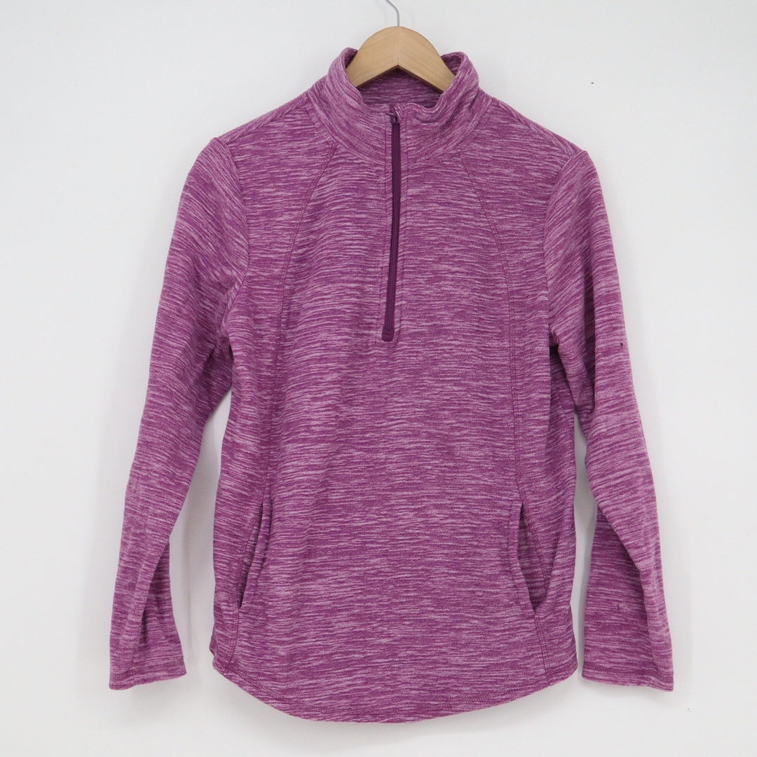 St Johns Bay Womens Purple Space Dye Quarter Zip Fleece Pullover Jacket Small