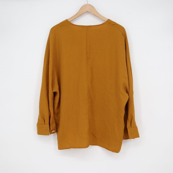 Primark Mustard Yellow V-Neck High-Low Blouse Long Sleeve Size 6