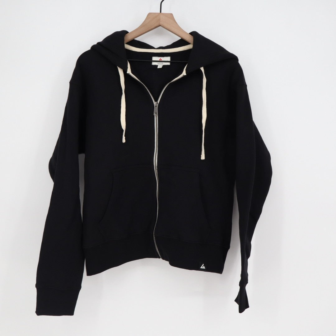 American Giant Hoodie Womens Medium Black Full Zip Cotton Sherpa Lined Winter