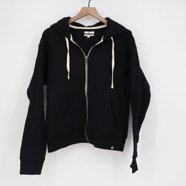 American Giant Hoodie Womens Medium Black Full Zip Cotton Sherpa Lined Winter