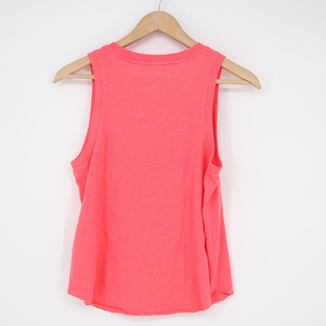 Lucky Brand Woodstock Graphic Muscle Tank Top Coral Pink XS 3 Days of Peace Love